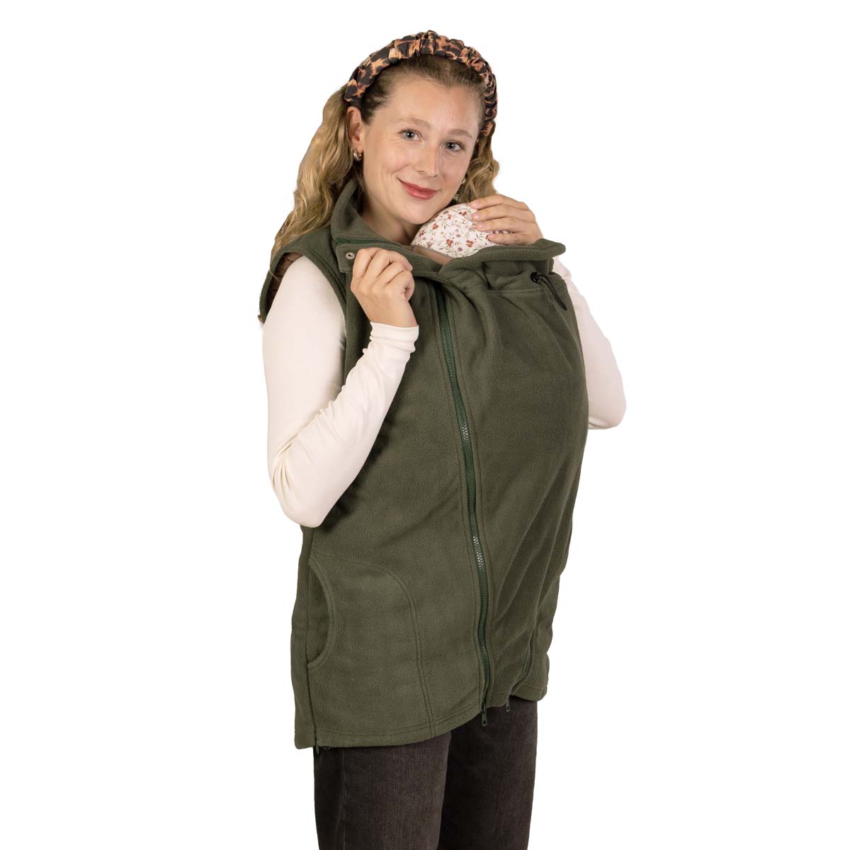 warme Baby Trageweste in Oliv