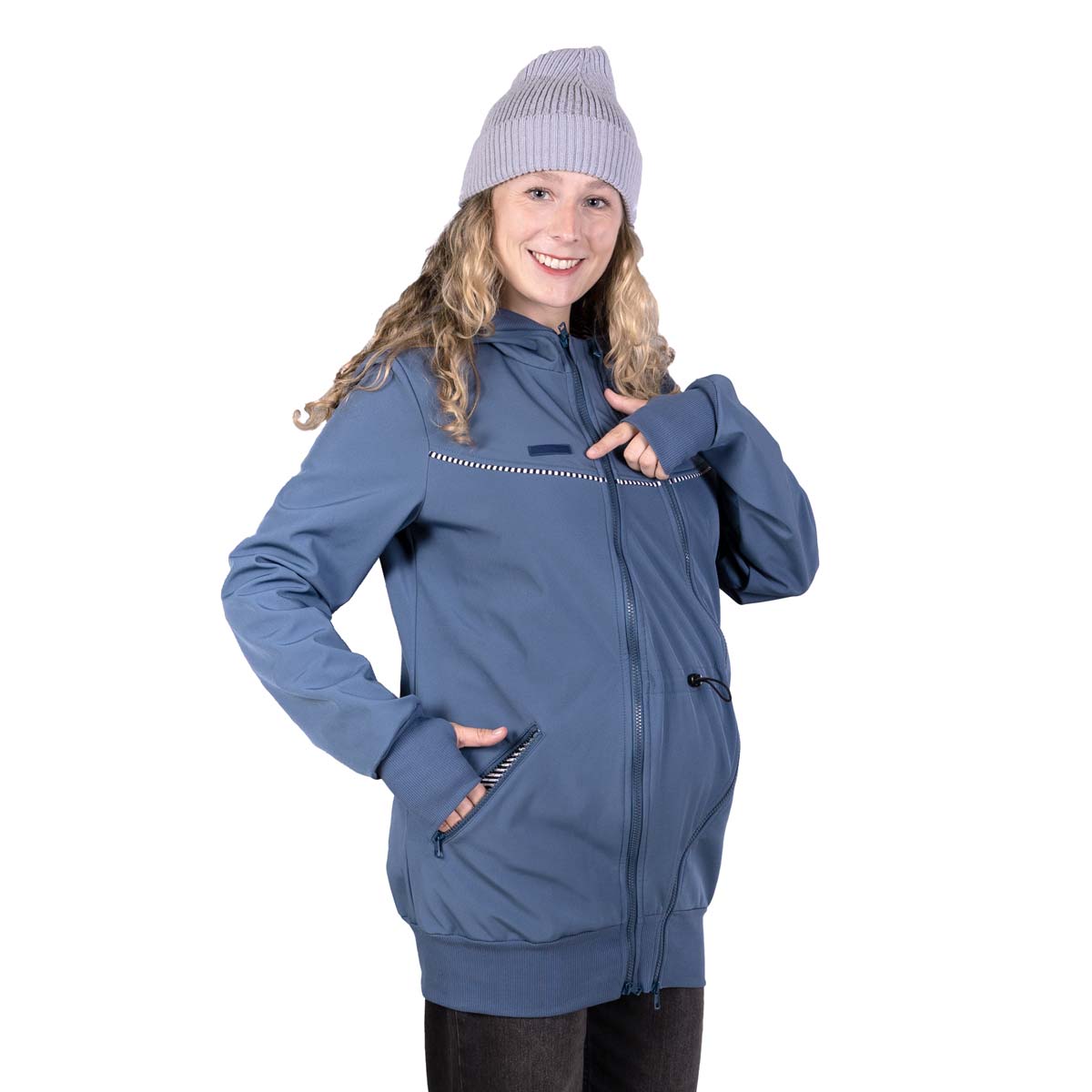 Allwetter Umstandsjacke Softshell blau