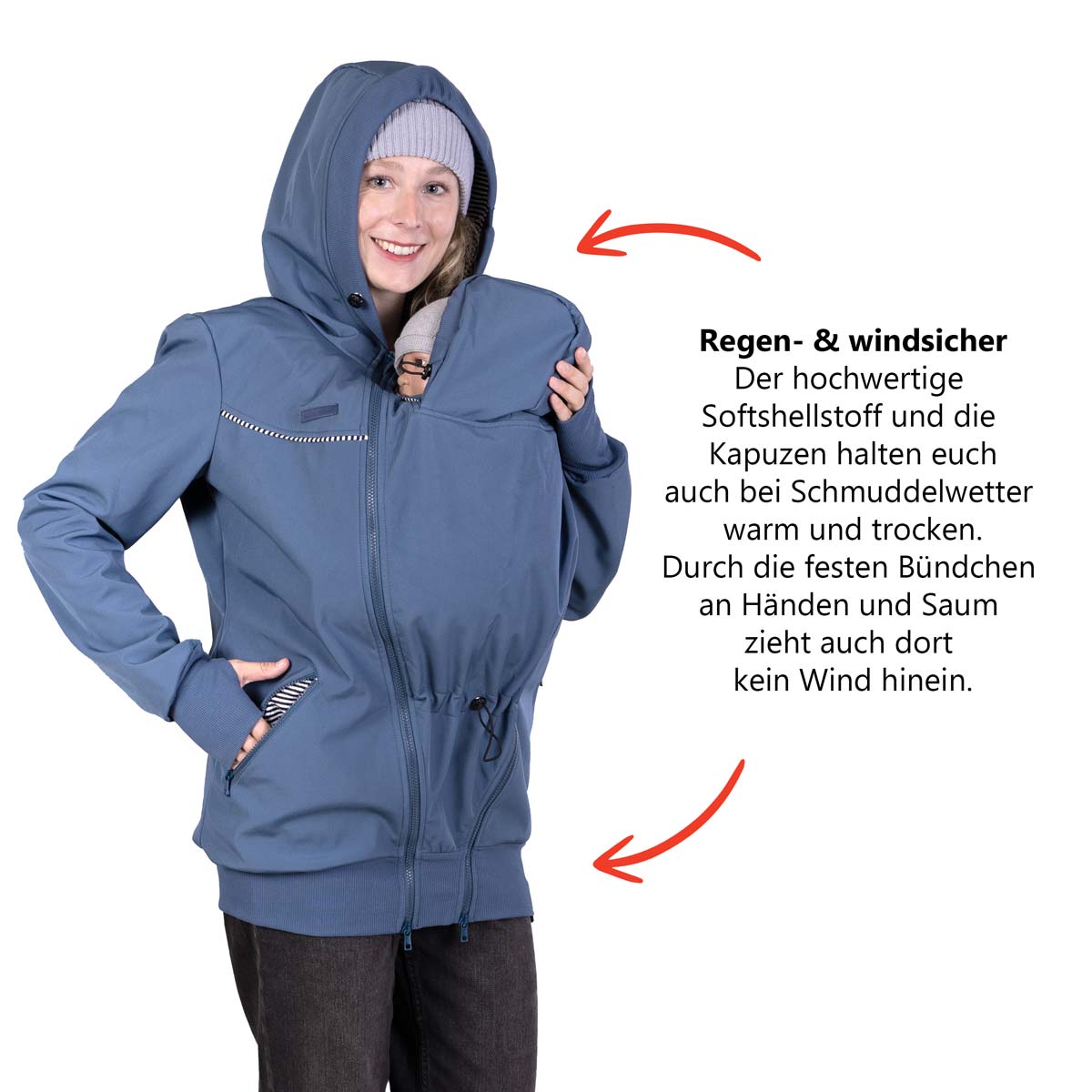 Allwetter Baby Tragejacke mit Kapuzen für Mama und Baby