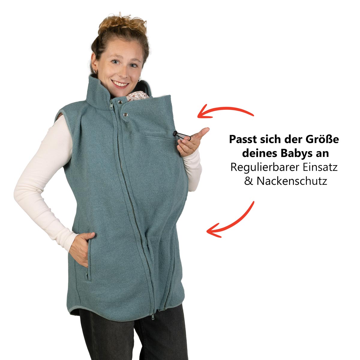 Trageweste aus Wolle in Aquamarin