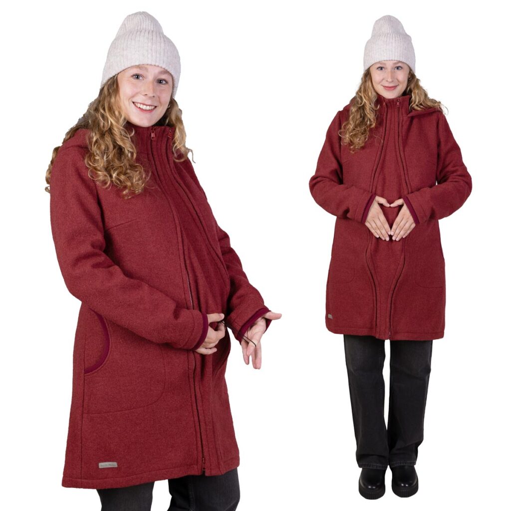 Winter Umstandsjacke aus Wolle, Babytragejacke