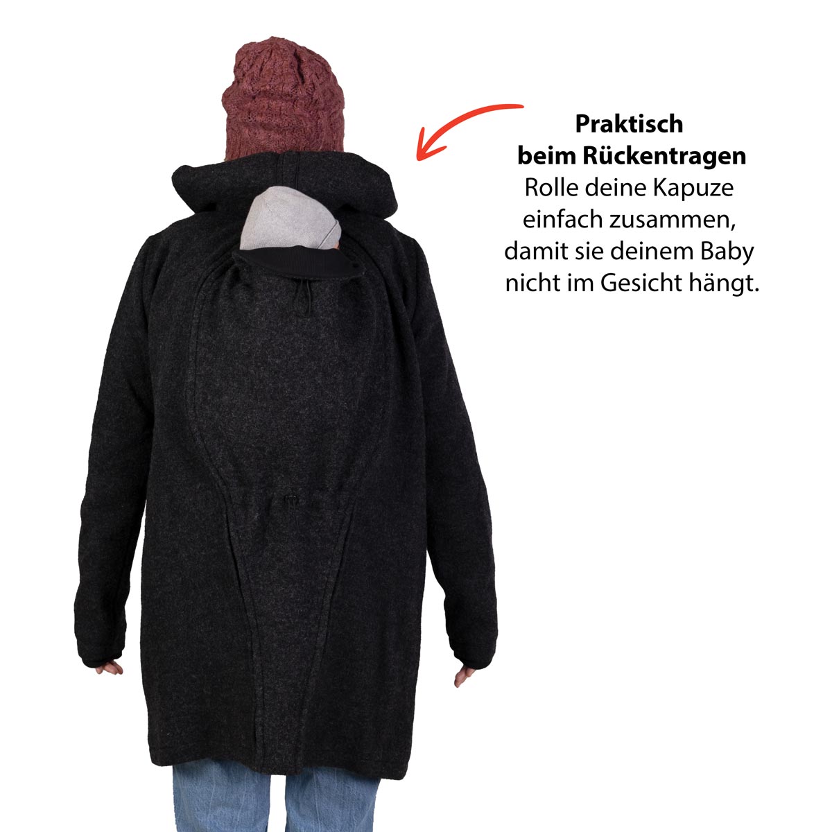 Rückentragejacke aus Wolle von Viva la Mama
