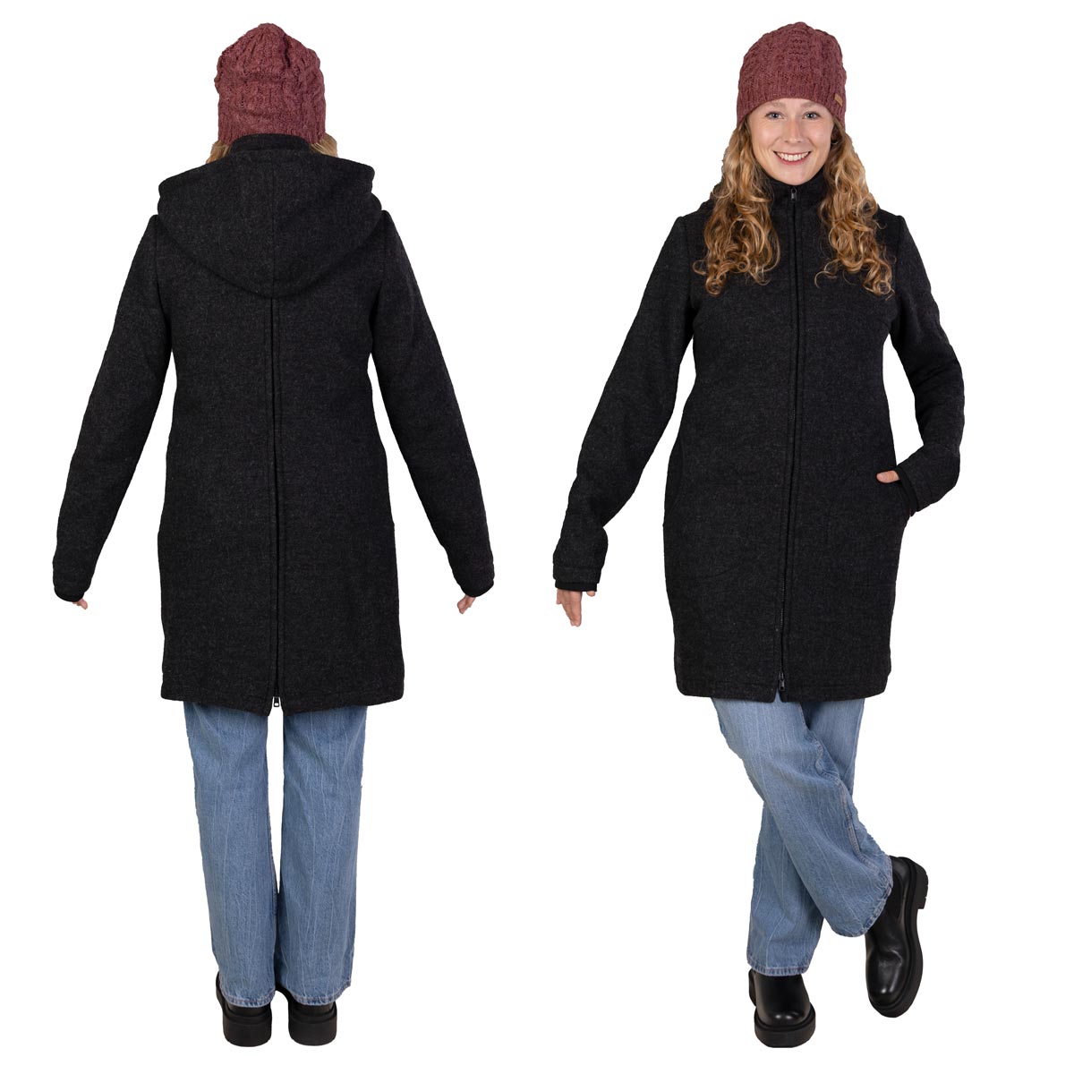 Winter Tragemantel aus Wolle in Anthrazit inkl. 2 Einsätze