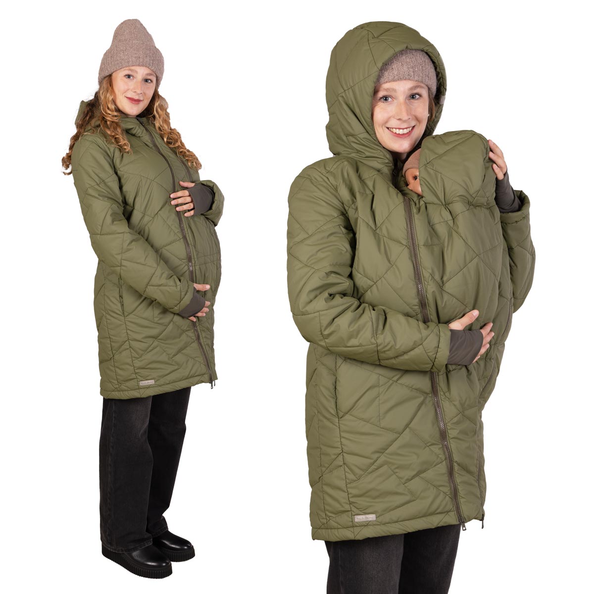Baby Tragejacke Winter Steppjacke in Oliv