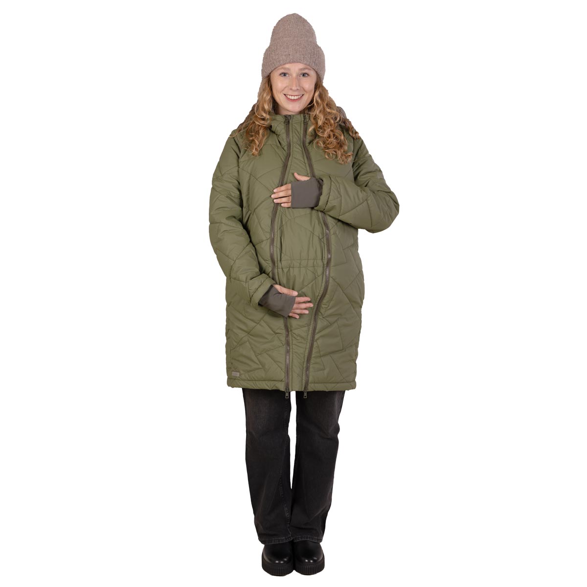 Baby Umstandsjacke Winter Steppjacke in Oliv