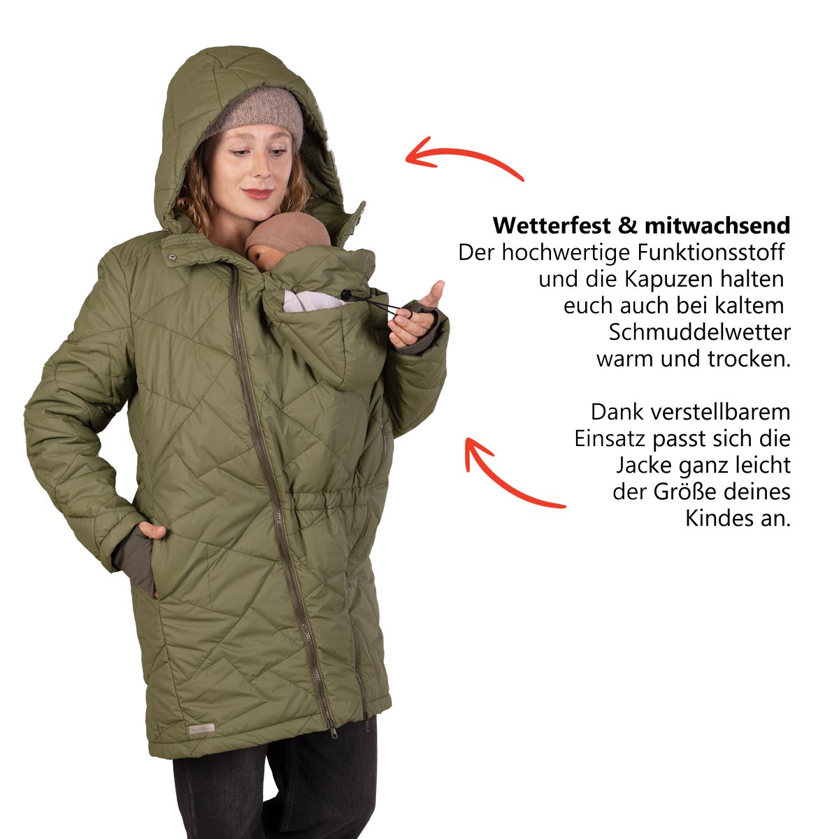Winter Tragejacke Steppjacke in Oliv