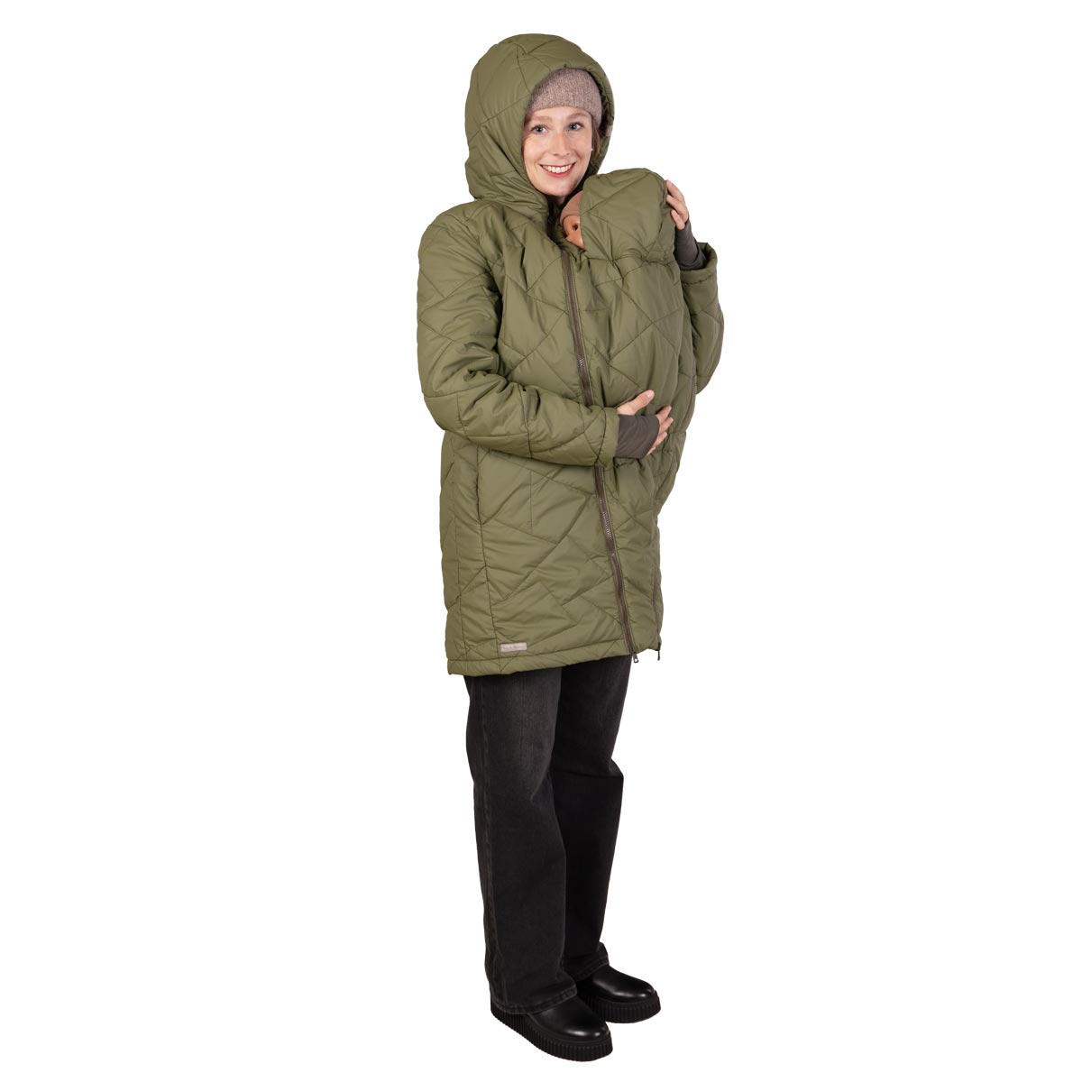 Winter Tragejacke Steppjacke mit Kapuzen für Mama und Baby
