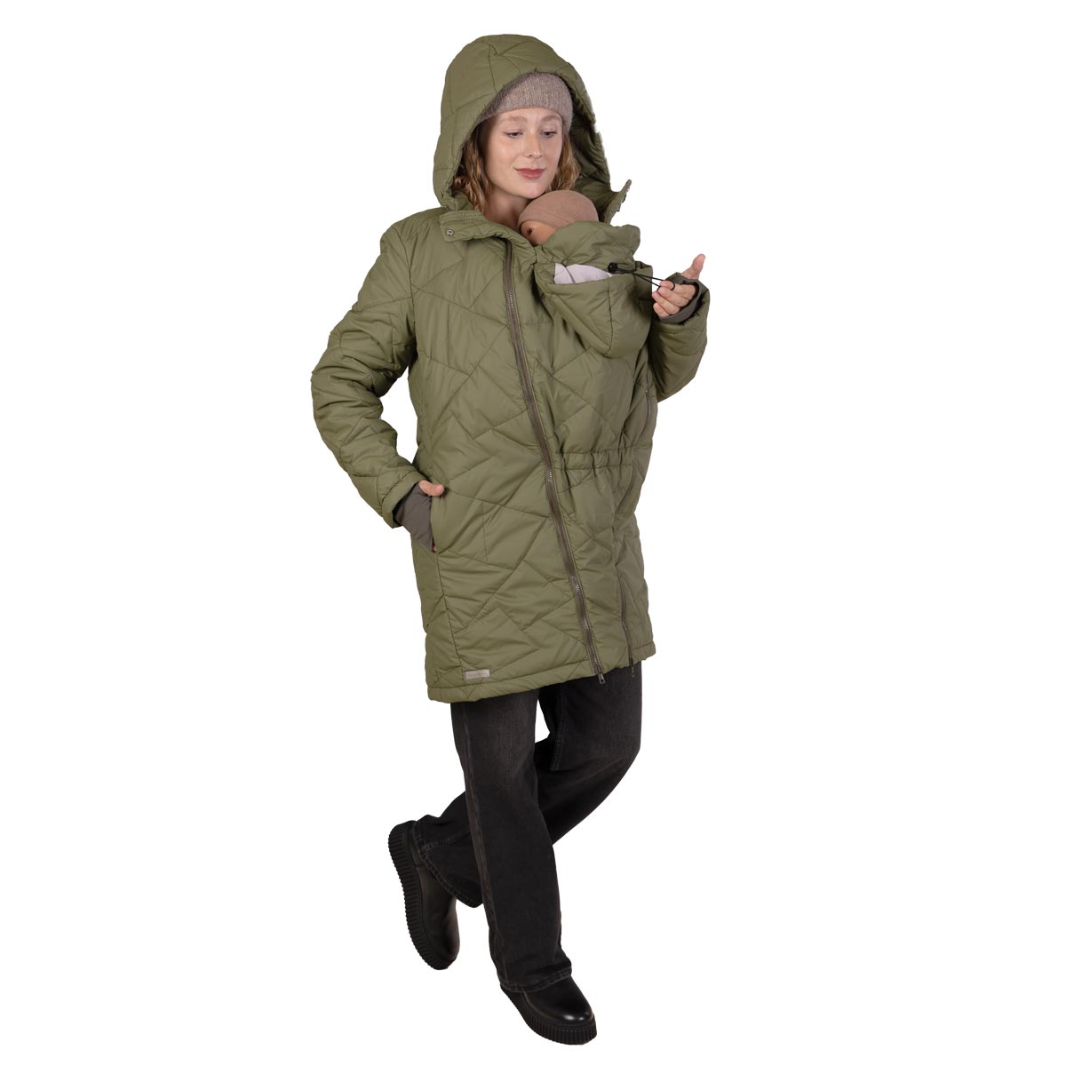 Baby Tragejacke Winter Steppjacke in Oliv