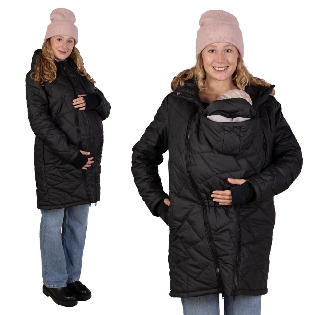 schwarze Winter Tragejacke Baby