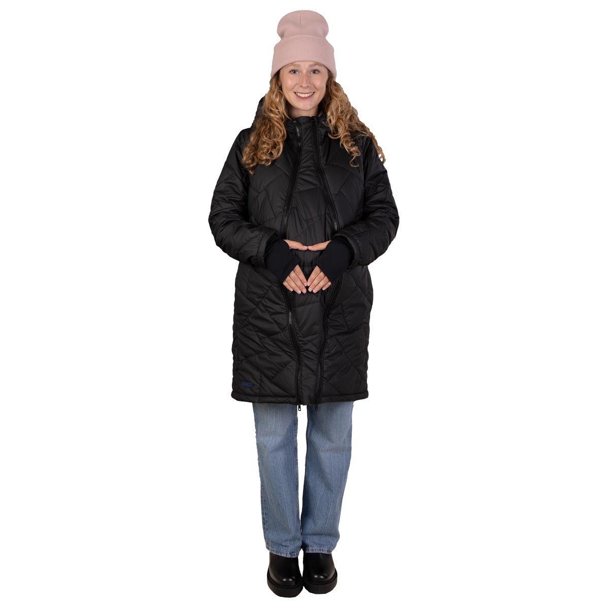 schwarze Winter Tragejacke Baby Umtandsjacke