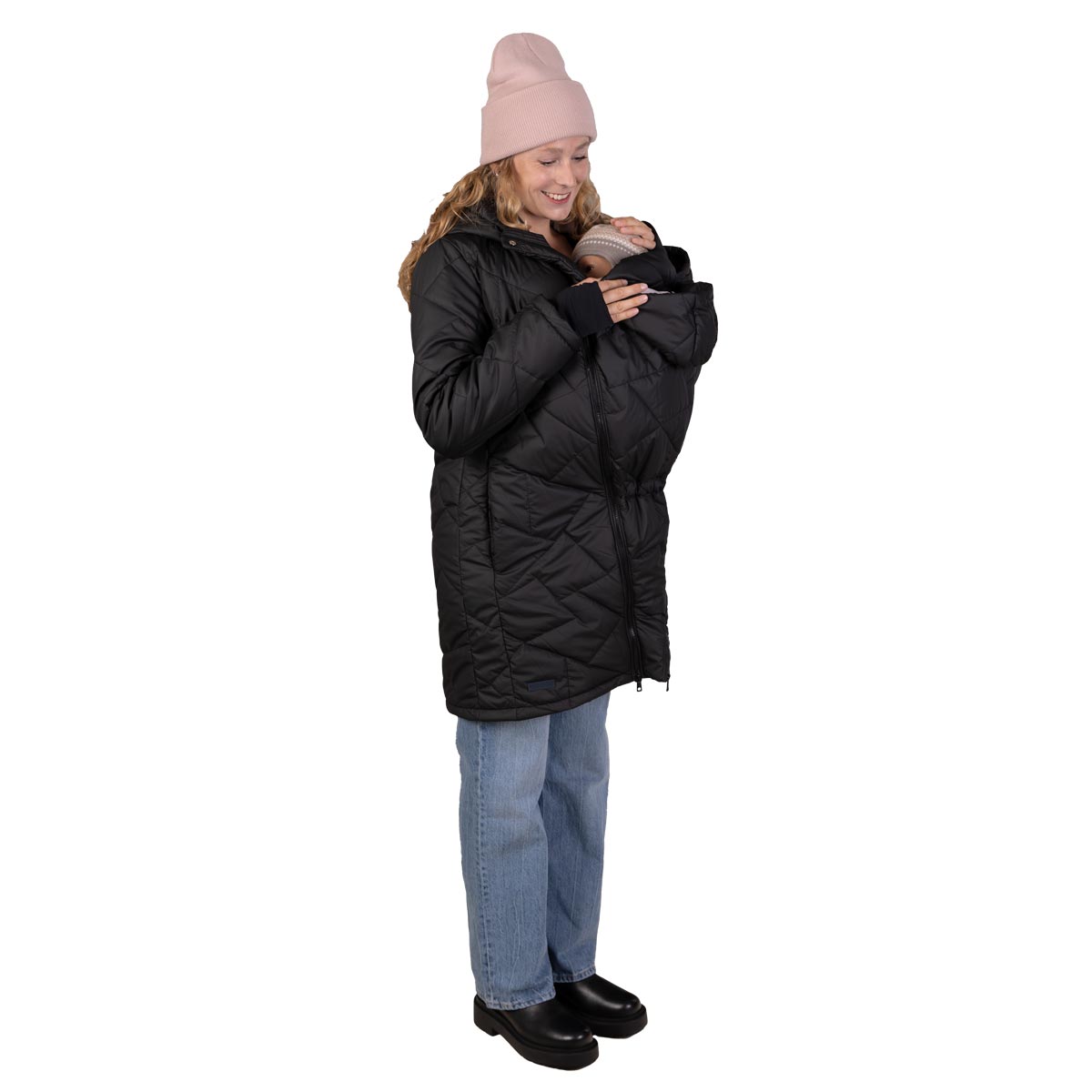 schwarze Winter Tragejacke Baby