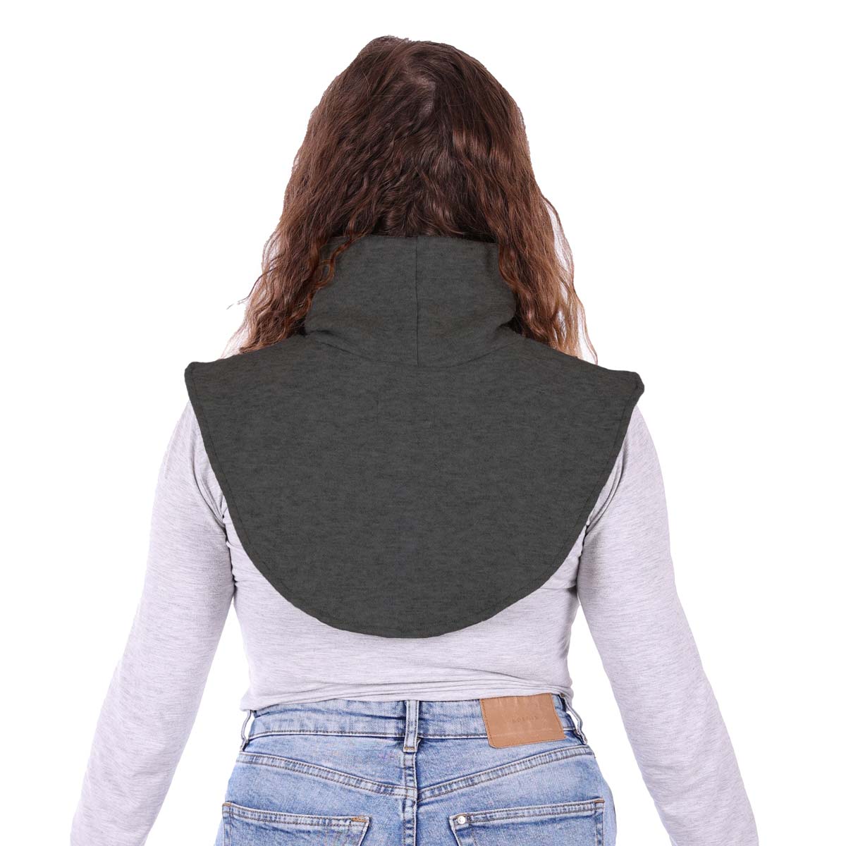 Trageschal anthrazit aus Merinostrick (Rückenansicht)