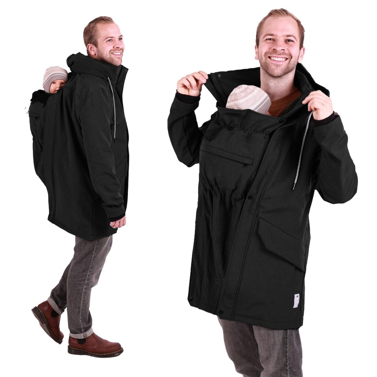 Schwarze Babytragejacke für Männer