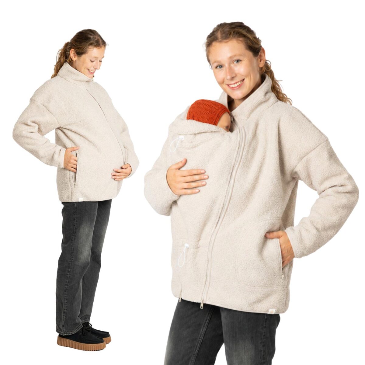 Oversize Teddyfleece Tragejacke in Ecru (Creme)